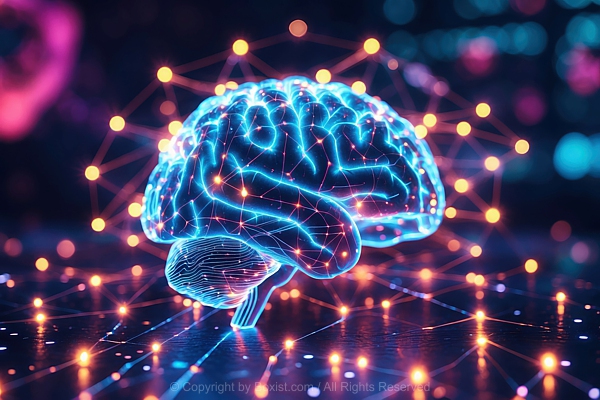Digital Representation Of Human Brain Illuminated From Within