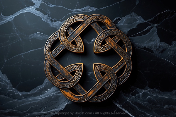 Celtic Father And Daughter Cross Knot Metal Decorated On Marble Background