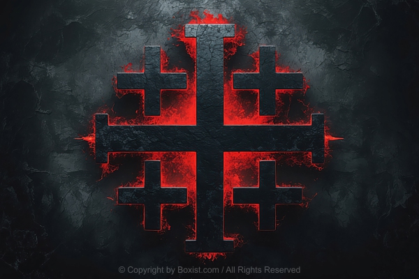 Jerusalem Cross With Hints Of Fiery Red Accents