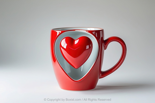 Red Ceramic Mug With Love Heart