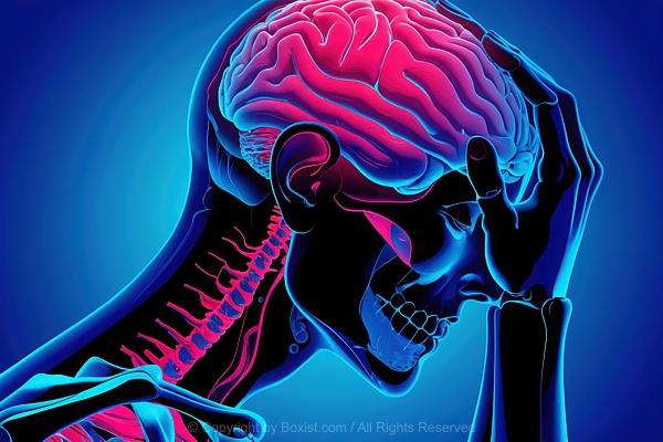 Human Figure Hand Design Placed On The Head Suggesting Pain