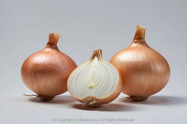 Onions Against Plain Bright Background