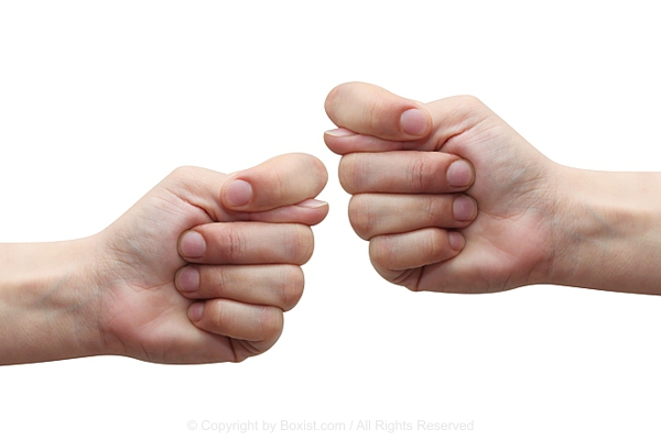 Two Hands With Fig Sign Isolated On White Background