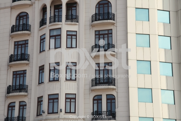 Modern Building Exterior Windows and Balconies