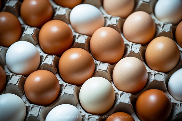 Carton Of Fresh Brown And White Eggs