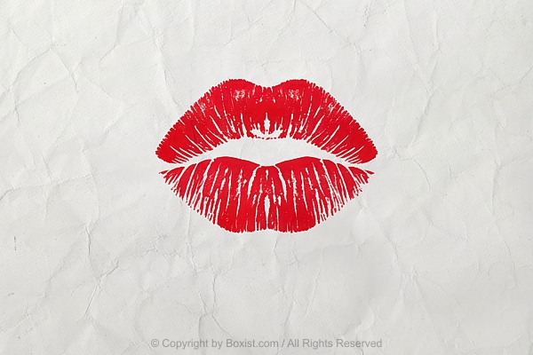 Lipstick Kiss Imprint Marks On Paper Background