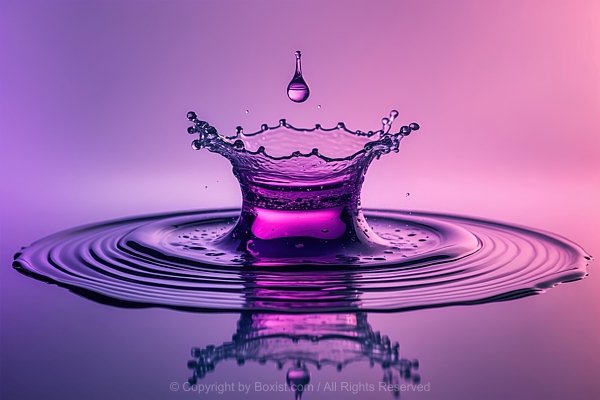 Macro Of Water Droplet Splash Creating Crown Shape Upon Impact