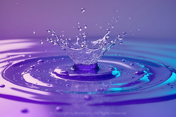 Macro Of Water Droplet Splash Droplet Creating A Crown Shape Upon Impact With The Water Surface