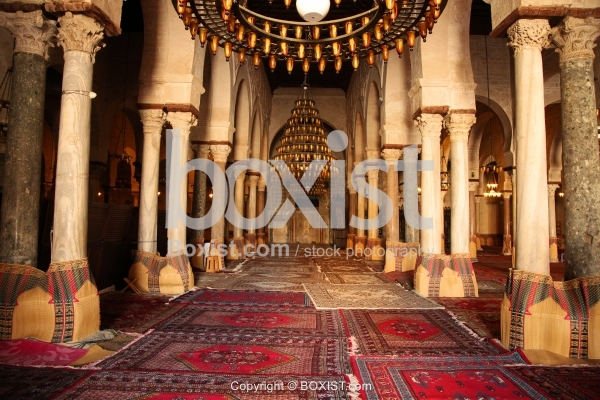 Interior of Payer Hall in the Great Mosque of Kairouan