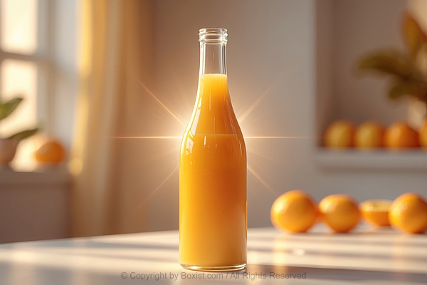 Orange Fresh Juice Bottle Standing Upright