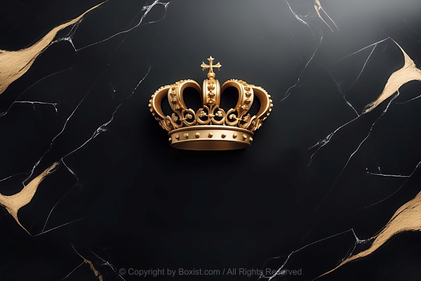 Royal Gold Crown On Isolated Marble Background