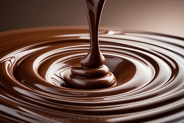Smooth Flow Of Melted Chocolate Poured Creating Ripples And Waves