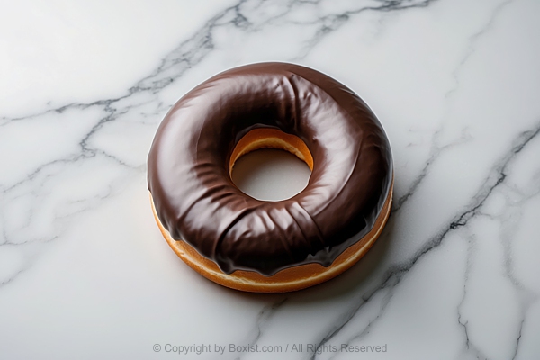 Classic Doughnut With Chocolate On Marble Surface