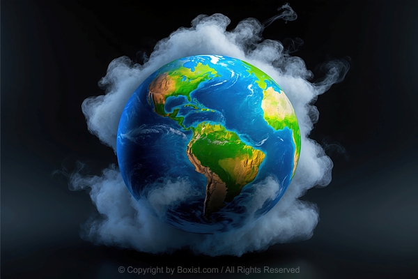 Depiction Of Earth Globe Set Against Smoky Black Background