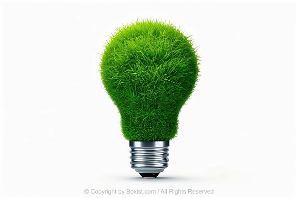 Bulb Covered With Green Grass Symbolizing Eco Friendly Energy