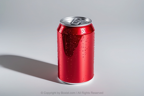 Closeup Of Unopened Aluminum Beverage Can Against Light Gray Background