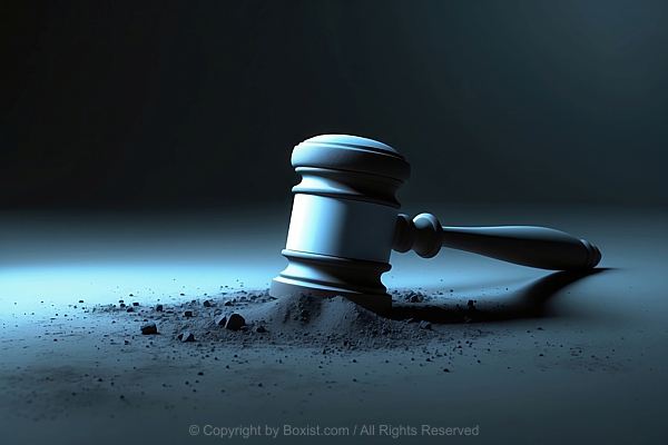 Judge Gavel Rest On Small Pile Of Dust