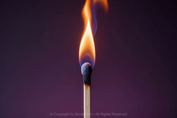 Closeup Of Lit Match With Fire Flame