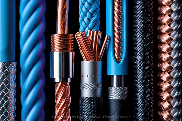 Closeup Of Multiple Cable Types With Exposed Copper Strands