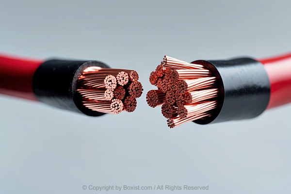 Electrical Cable Reveals Multiple Copper Wires Inside