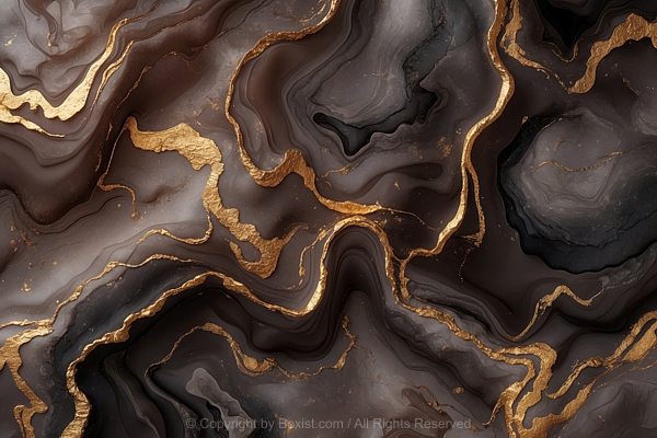 Abstract Dark And Light Brown Marble Background With Gold Pattern
