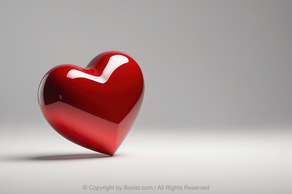 Single Glossy Finish Red Color Love Heart Shape On Its Side