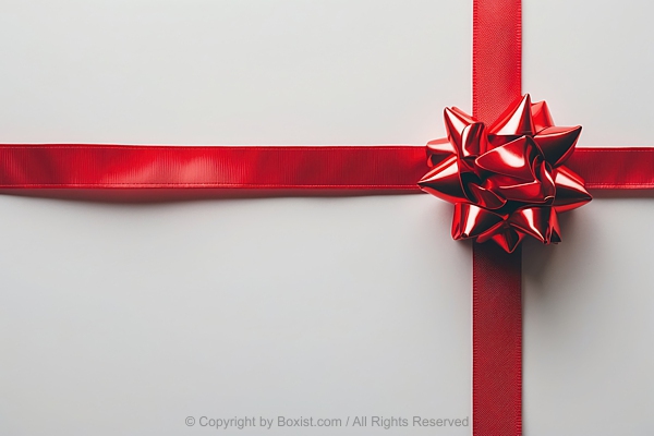 Gift Wrapped Package With Red Ribbon Crossing Horizontally And Vertically