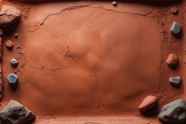 Clay Terracotta Texture With Some Small Stones Background