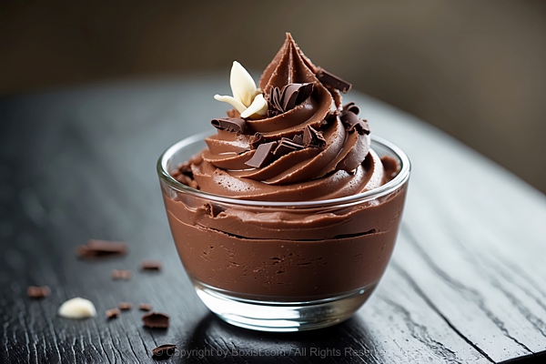 Chocolate Mousse Dessert Served In Small Clear Glass Cup