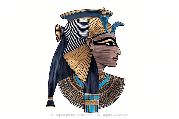 Stylized Illustration Of Traditional Ancient Egyptian Pharaonic Portrait