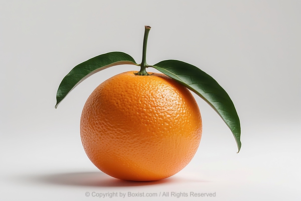 Vibrant Fresh Orange Fruit With Two Green Leaves