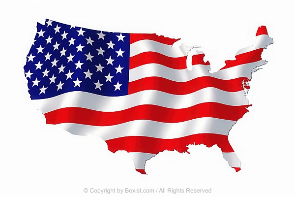 United States Map Filled With The Design Of The American Flag