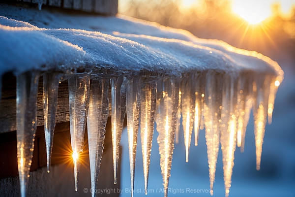 Translucent Icicles That Hang From Ledge