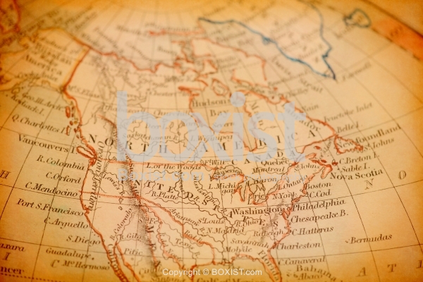 North America Map On Grunge Paper