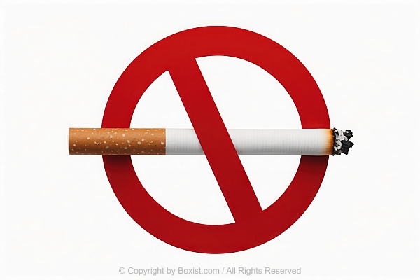 No Smoking Symbol With White Cigarette With Brown Filter