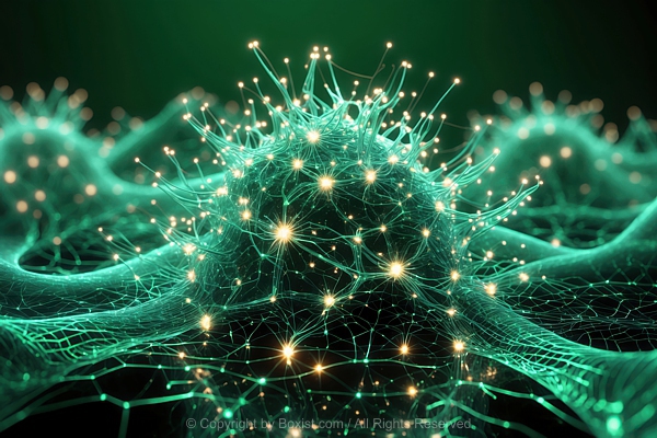 Neural Network With Radiant Pulsing Nodes With Glow Energy