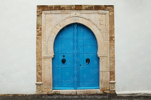Traditional Blue Tunisian Door At Sidi Bou Said