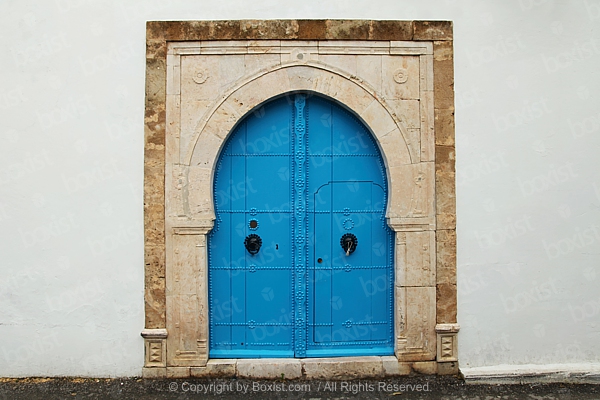 Traditional Blue Tunisian Door At Sidi Bou Said