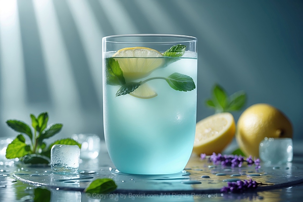 Lemon Juice Glass With Smooth Frosted Aqua And Icy Blue Tones Glass