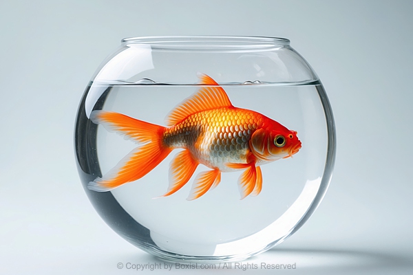 Goldfish Swimming In A Round Glass Bowl
