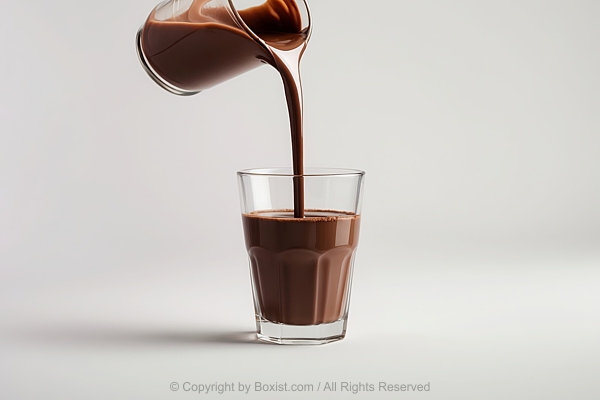 Dark Brown Chocolate Pouring Into Glass