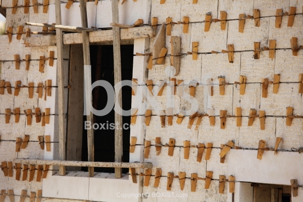 Construction Of New Stone Wall With Windows