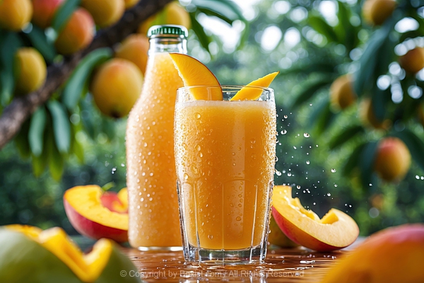 Glass With Fresh Cold Mango Juice