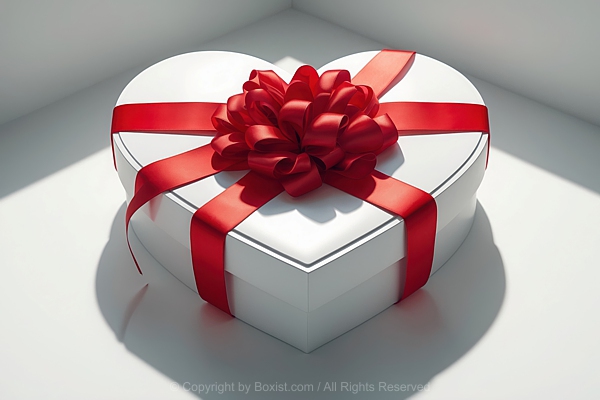 Elegant Heart Shaped Gift Box With Red Ribbon And Bow