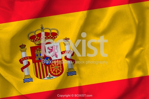 Flag Of Spain On Silk Background