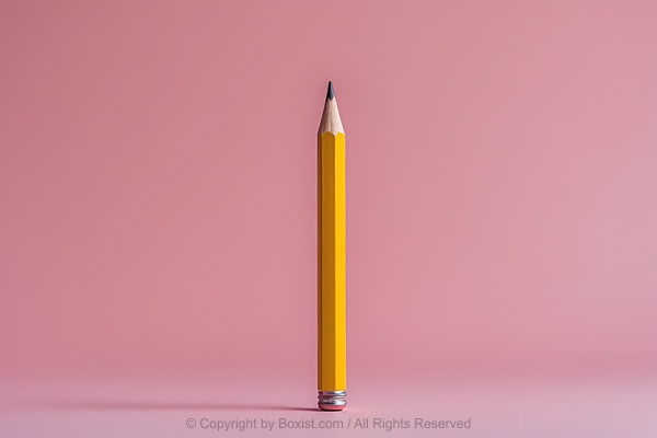 Sharp Yellow Pencil Positioned Upright Against Pink Background