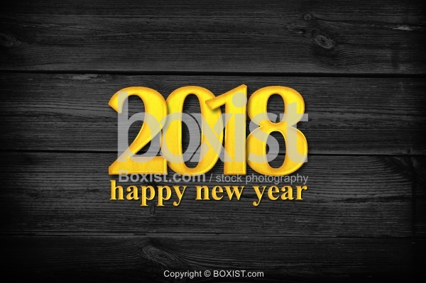 Happy New Year 2018 with Golden Letters