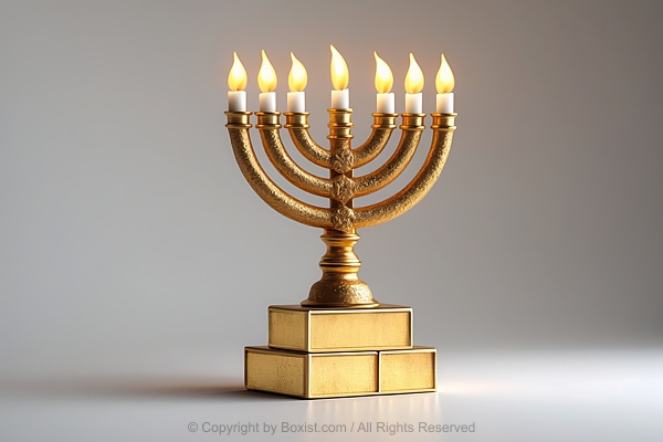 Seven Branched Jewish Menorah 3D Design