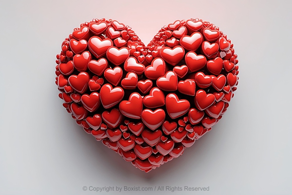 Large Heart Shape Composed Of Numerous Smaller Red Love Hearts