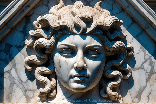 Medusa Head Statue Marble Sculpture